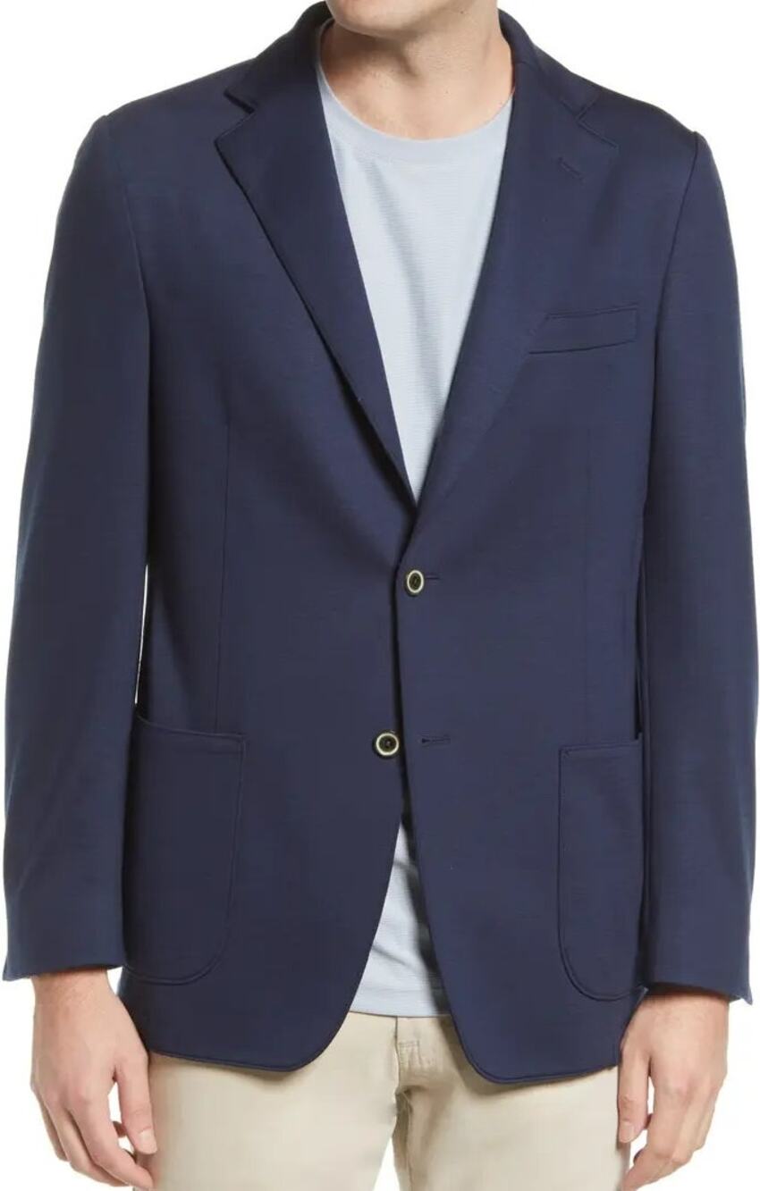 Samuelsohn Wool Sportcoat Loro Piana Rain System Double Button Navy 46R